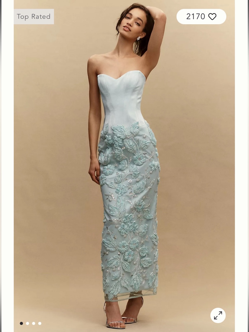 helsi julia blue 3d floral applique embellished sweetheart bustier gown dress XS
